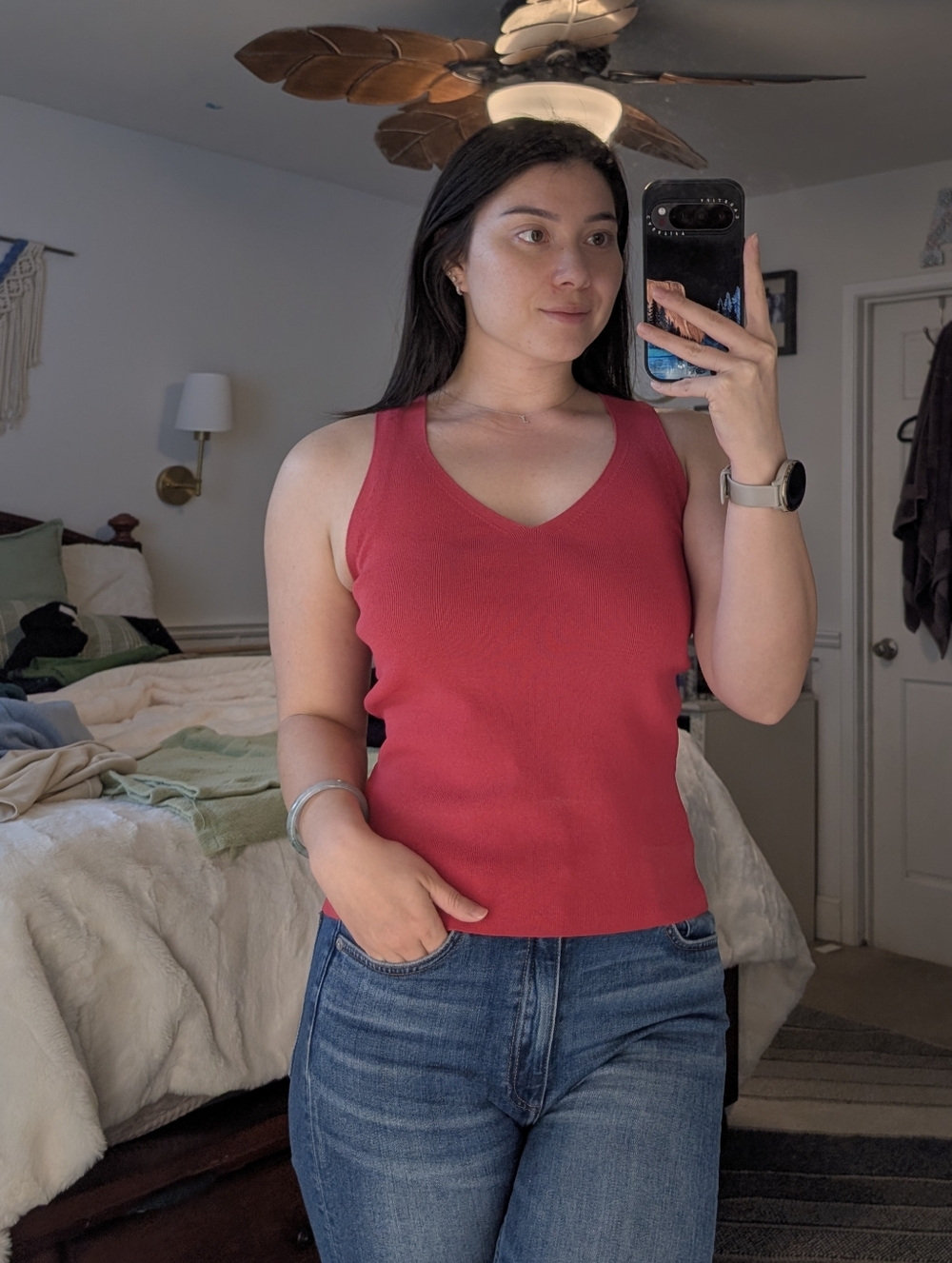 *MOVING SALE* coral red v neck tank top. perfect for summer, spring or even work